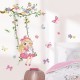 Sticker decorativ, Fetita cu leagan si unicorn, 90 cm, 1139STK