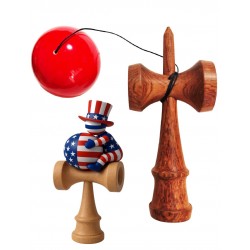 Kendama din lemn natural, Bila lemn + Sticker Waterproof USA pentru telefon, 148KD