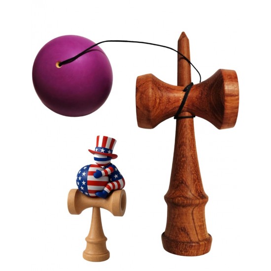 Kendama din lemn natural, Bila lemn + Sticker Waterproof USA pentru telefon, 149KD