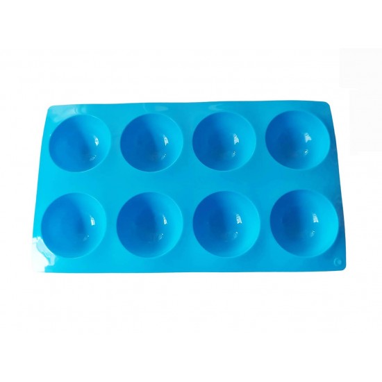 Forma silicon pentru prajituri turnate, Albastru, 8 cavitati, 28 cm, 432COF