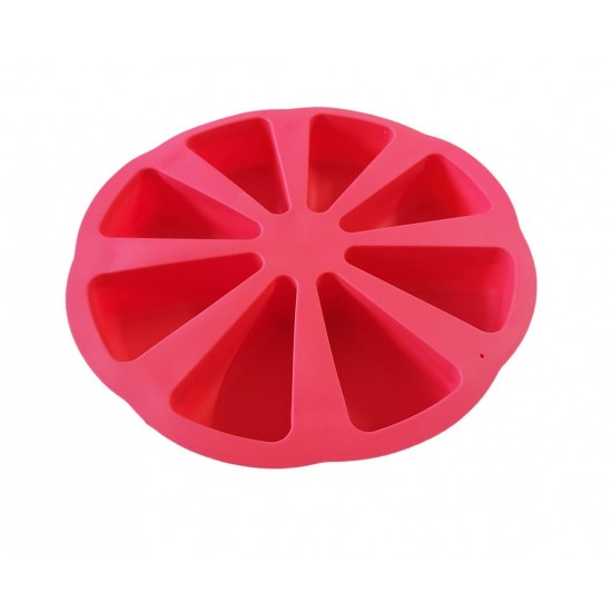 Forma silicon pentru prajituri, Felii de Pizza, 8 cavitati, Rosu, 27 cm, 476COF