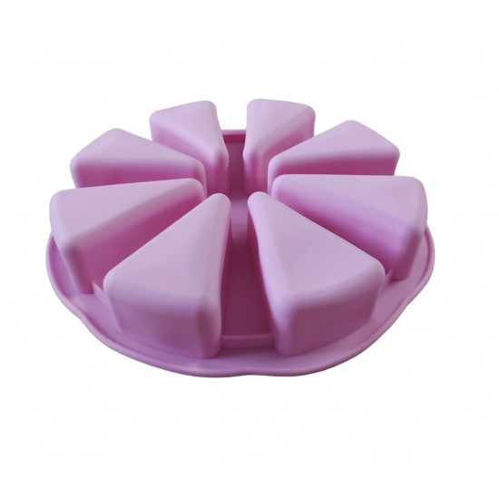 Forma silicon pentru prajituri, Felii de Pizza, 8 cavitati, Roz, 27 cm, 477COF