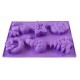 Forma silicon pentru prajituri, Tema Craciun, 6 cavitati, Mov, 27 cm, 480COF
