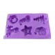 Forma silicon pentru prajituri, Tema Craciun, 6 cavitati, Mov, 27 cm, 480COF