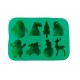Forma silicon pentru prajituri, Tema Craciun, 8 cavitati, Verde, 20 cm, 481COF