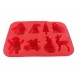 Forma silicon pentru prajituri, Tema Craciun, 8 cavitati, Rosu, 20 cm, 483COF