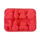 Forma silicon pentru prajituri, Tema Craciun, 8 cavitati, Rosu, 20 cm, 483COF