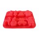 Forma silicon pentru prajituri, Tema Craciun, 8 cavitati, Rosu, 20 cm, 483COF