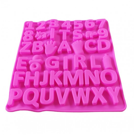 Forma silicon cu Cifre, Litere, Piciorus, Manuta, Biberon, Dinozaur, Suzeta, Roz, 21 cm, 493COF
