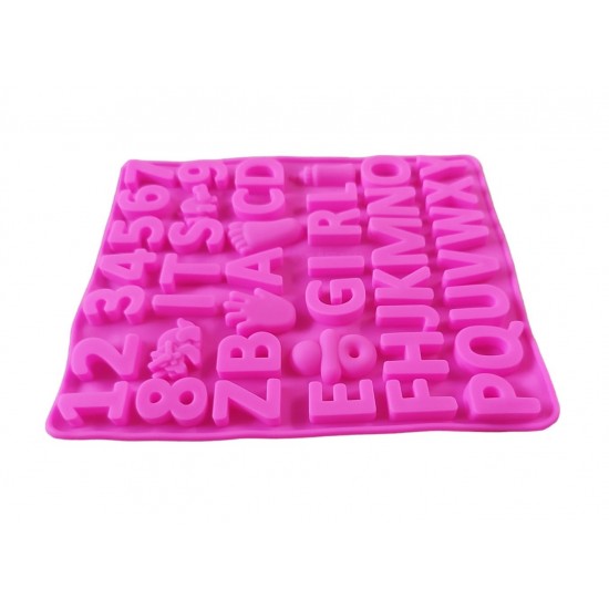 Forma silicon cu Cifre, Litere, Piciorus, Manuta, Biberon, Dinozaur, Suzeta, Roz, 21 cm, 493COF