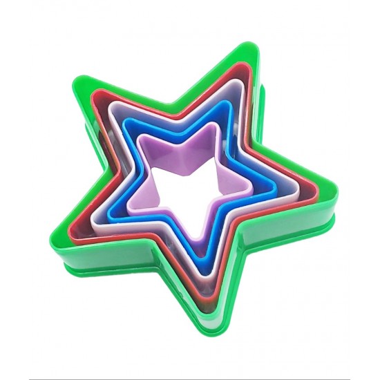 Set 5 forme decupatoare in forma de Stea, pentru biscuiti sau gogosi, 9 cm, 519COF