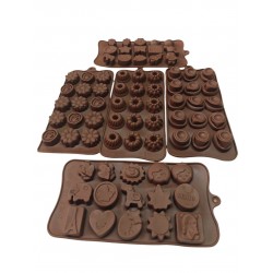 Set 5 forme din silicon pentru ciocolata, bomboane, jeleuri sau mini deserturi – modele diverse, 548COF-2