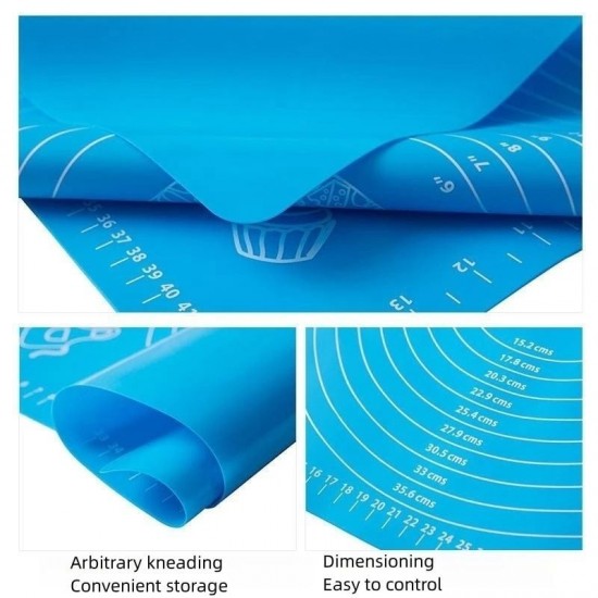 Covoras pentru aluat din silicon, foaie antiaderenta, 60x80 cm, Albastru, 557COF