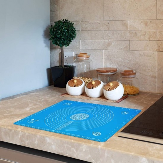 Covoras pentru aluat din silicon, foaie antiaderenta, 60x80 cm, Albastru, 557COF