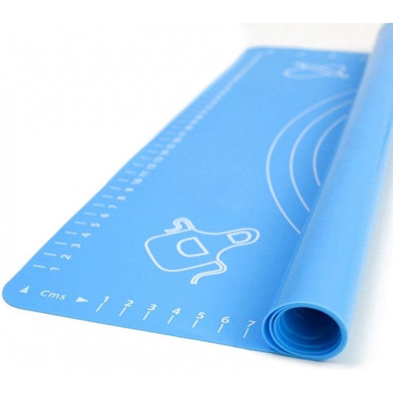 Covoras pentru aluat din silicon, foaie antiaderenta, 60x80 cm, Albastru, 557COF