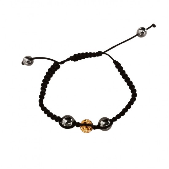 Bratara cu pietre Hematit si Charm,  Negru, BR63