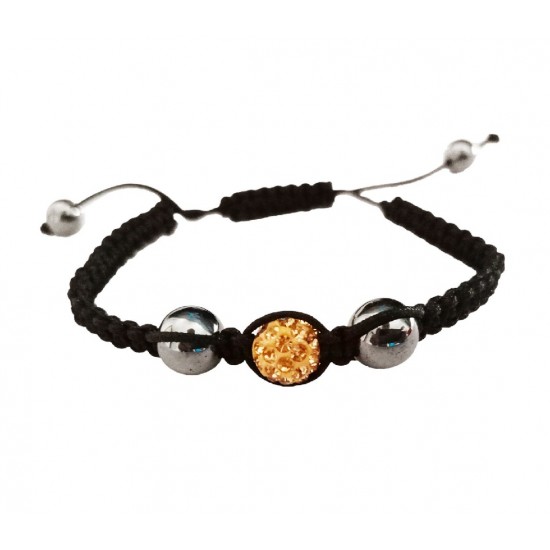 Bratara cu pietre Hematit si Charm,  Negru, BR63