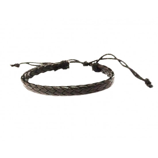 Bratara din piele ecologica, Model impletit, Negru, BR27