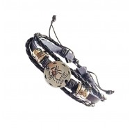 Bratara din piele ecologica, Zodiac Rac, Negru, BR49 Bratara din piele ecologica, Zodiac Rac, Negru, BR49