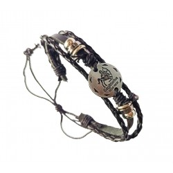 Bratara din piele ecologica, Zodiac Sagetator, Negru, BR56 Bratara din piele ecologica, Zodiac Sagetator, Negru, BR56