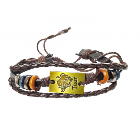 Bratara din piele ecologica, Zodiac Taur, 125BJ