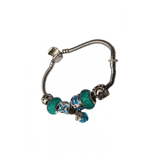 Bratara fantezie, cu talismane turcoaz, Diamant, A4B29