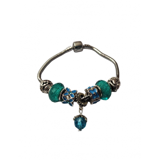 Bratara fantezie, cu talismane turcoaz, Diamant, A4B29