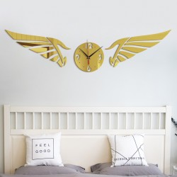 Ceas decorativ de perete, Aripi, Oglinda acrilica, 85 cm, MC-061