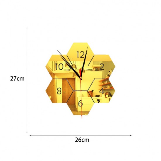 Ceas decorativ de perete, Asimetric, Oglinda acrilica, 27 cm, MC-067