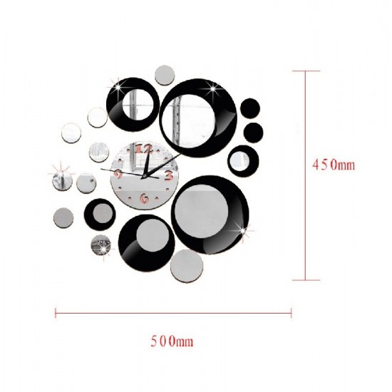 Ceas decorativ de perete, Cercuri, Oglinda acrilica, 50 cm, LK-30