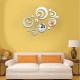 Ceas decorativ de perete, Cercuri, Oglinda acrilica, 50 cm, WC1140