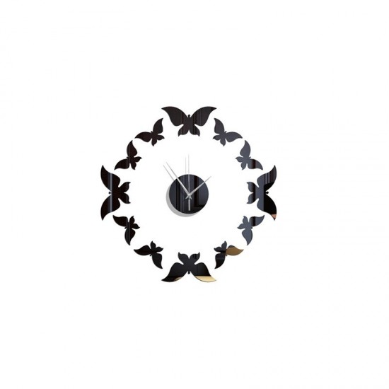 Ceas decorativ de perete, Fluturi, Oglinda acrilica, 40 cm,  MC-035