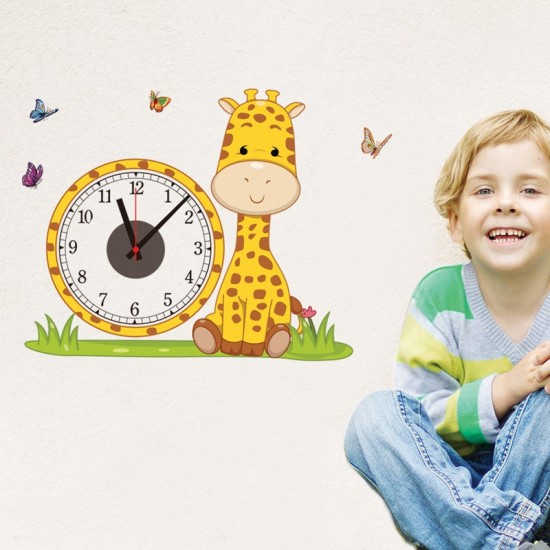 Ceas decorativ de perete, Girafa, Ceas cu Autocolant, 53 cm, CD865 Ceas decorativ de perete, Girafa, Ceas cu Autocolant, 53 cm, CD865