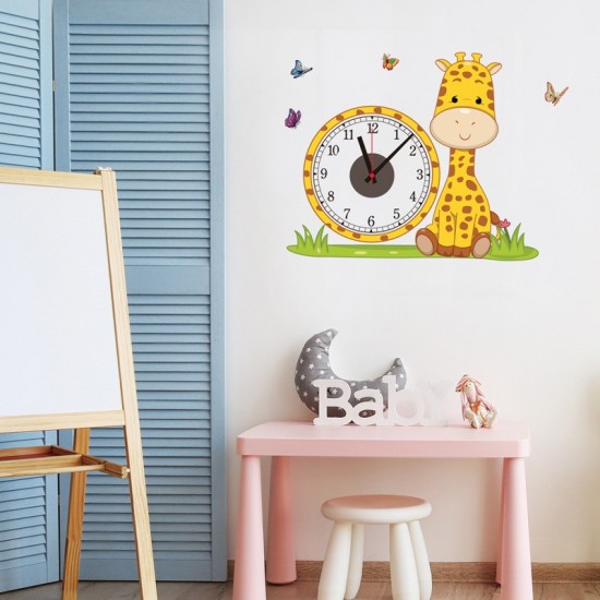 Ceas decorativ de perete, Girafa, Ceas cu Autocolant, 53 cm, CD865 Ceas decorativ de perete, Girafa, Ceas cu Autocolant, 53 cm, CD865