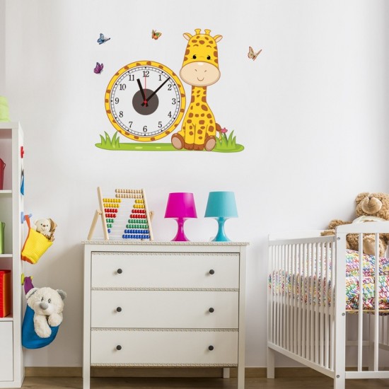 Ceas decorativ de perete, Girafa, Ceas cu Autocolant, 53 cm, CD865 Ceas decorativ de perete, Girafa, Ceas cu Autocolant, 53 cm, CD865