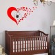 Ceas decorativ de perete, Inima, Ceas cu Autocolant, 50 cm, CD829