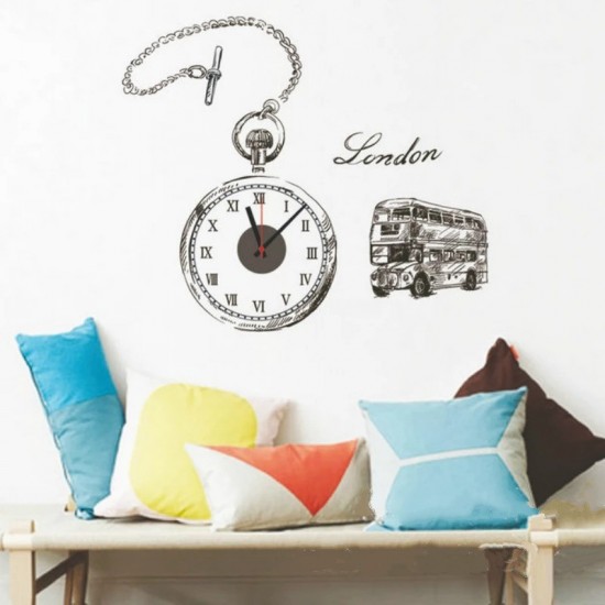 Ceas decorativ de perete, London, Ceas cu Autocolant, 50 cm, CD869