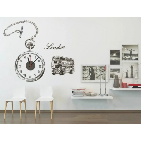 Ceas decorativ de perete, London, Ceas cu Autocolant, 50 cm, CD869
