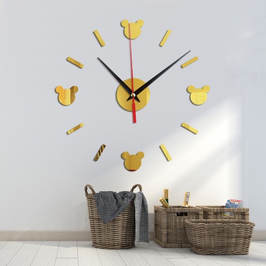 Ceas decorativ de perete, Mickey Mouse, Oglinda acrilica, 40 cm, MC-053