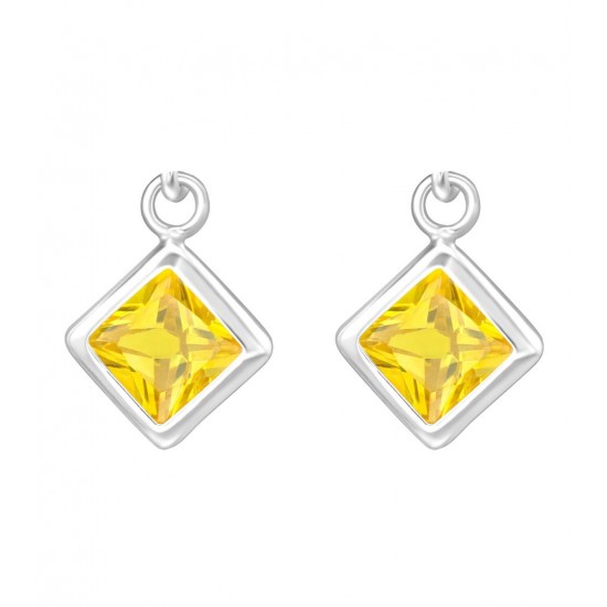 Cercei argint, Inima, Cristale Yellow, A4S23942