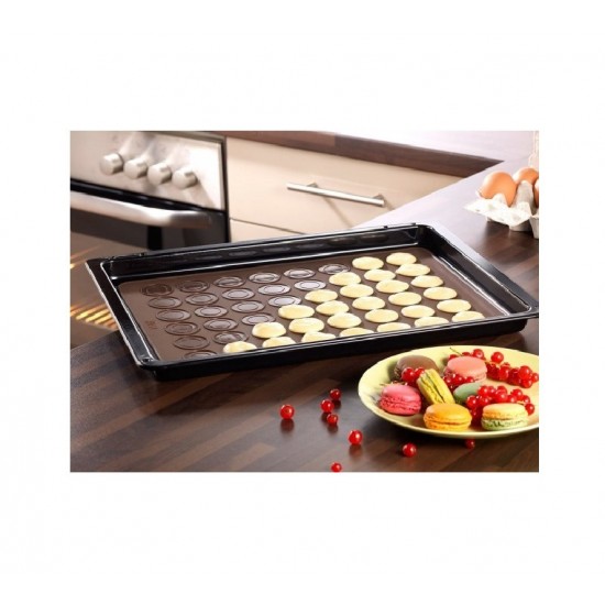 Covor din silicon pentru  Macarons, 48 de cavitati, Maro, 38 cm, 383COF