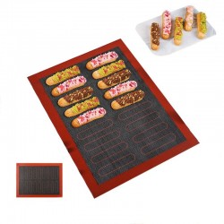 Covoras microforat pentru copt eclere, foaie antiaderenta, 40x30 cm, 18 Eclere, Maro, 397COF Covoras microforat pentru copt eclere, foaie antiaderenta, 40x30 cm, 18 Eclere, Maro, 397COF