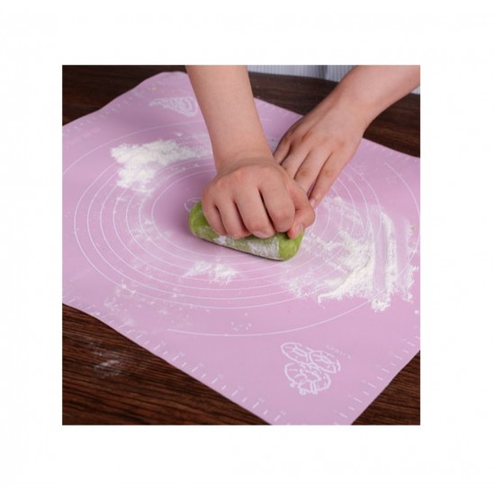 Covoras pentru aluat din silicon, foaie antiaderenta, 60x80 cm, Roz, 556COF
