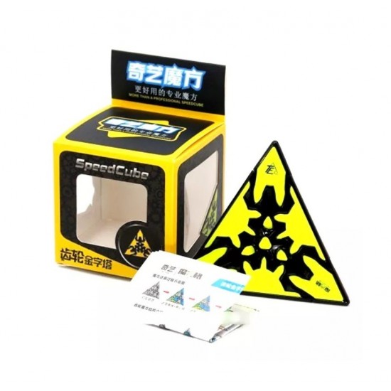 Cub Magic 3x3x3 QiYi Gear Pyraminx Speedcube, Black, 335CUB-1