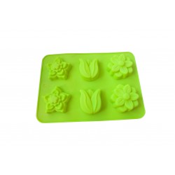 Forma din silicon pentru prajituri, 6 cavitati, Floral, 119COF