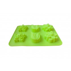 Forma din silicon pentru prajituri, 6 cavitati, Floral, 119COF
