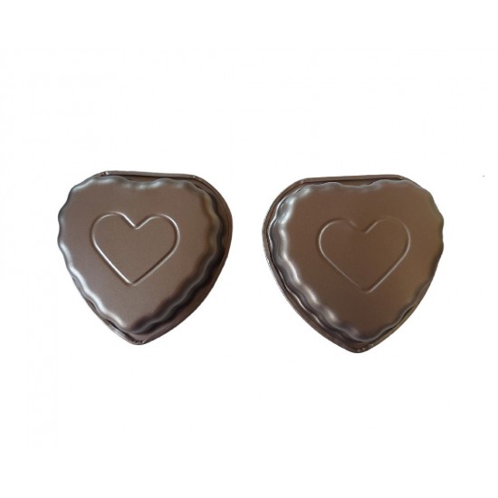 Forma pentru Tarte, Set 2 forme, Inima, Maro, 10 cm, 403COF