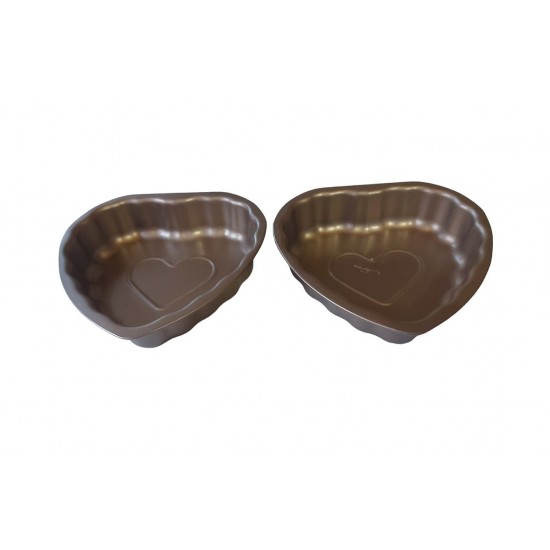 Forma pentru Tarte, Set 2 forme, Inima, Maro, 10 cm, 403COF