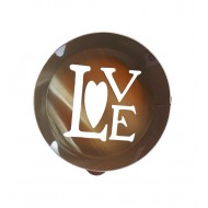 Forma pentru prajituri, Rotund cu sablon de ornat, Text Love, 7.5 cm, 415COF