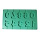 Forma silicon 10 cavitati, Cifre, Acadele din ciocolata sau Acadele din zahar, Verde, 28 cm, 291COF